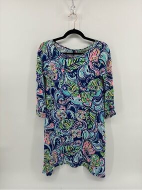 Lilly Pulitzer Blue and Pink Long Sleeve Edna Dress